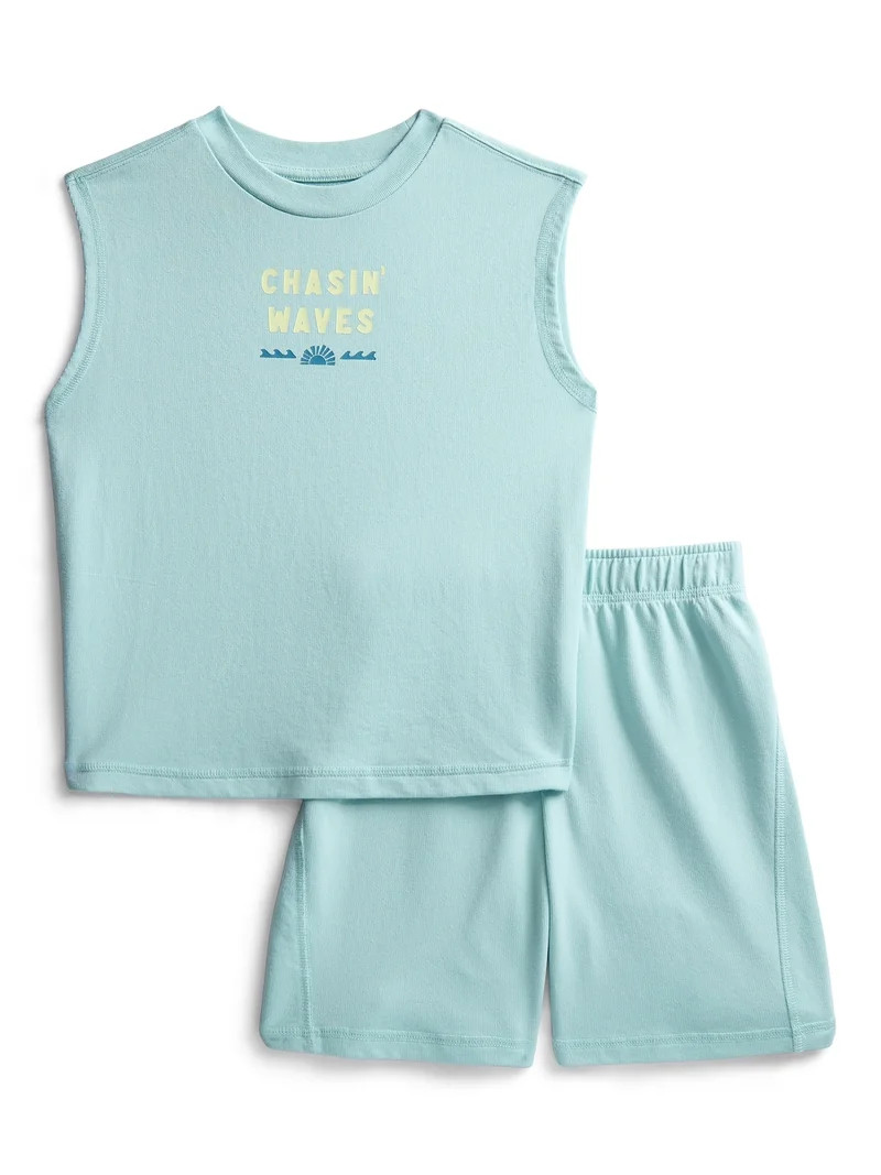 Wonder Nation Little Boys Graphic Tank Top and Shorts Set, 2-Piece, Sizes 4-10 | Walmart (US)