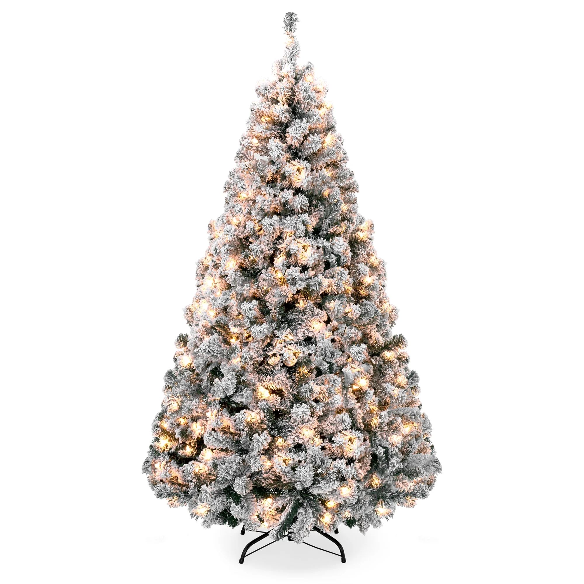 Best Choice Products 9ft Pre-Lit Snow Flocked Hinged Artificial Christmas Pine Tree Holiday Decor... | Walmart (US)