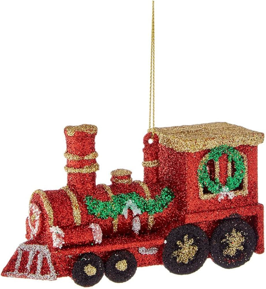 Kurt Adler 2.75in Plastic Christmas Red Train Ornament W/glitter | Amazon (US)