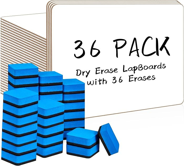 Dry Erase LapBoards, PANDRI 36 Pack Double Sided 12.5 x 9 Inch Whiteboards with 36 Erasers, Dry Erase Boards for Office Students Classroom Teacher Supplies | Amazon (US)