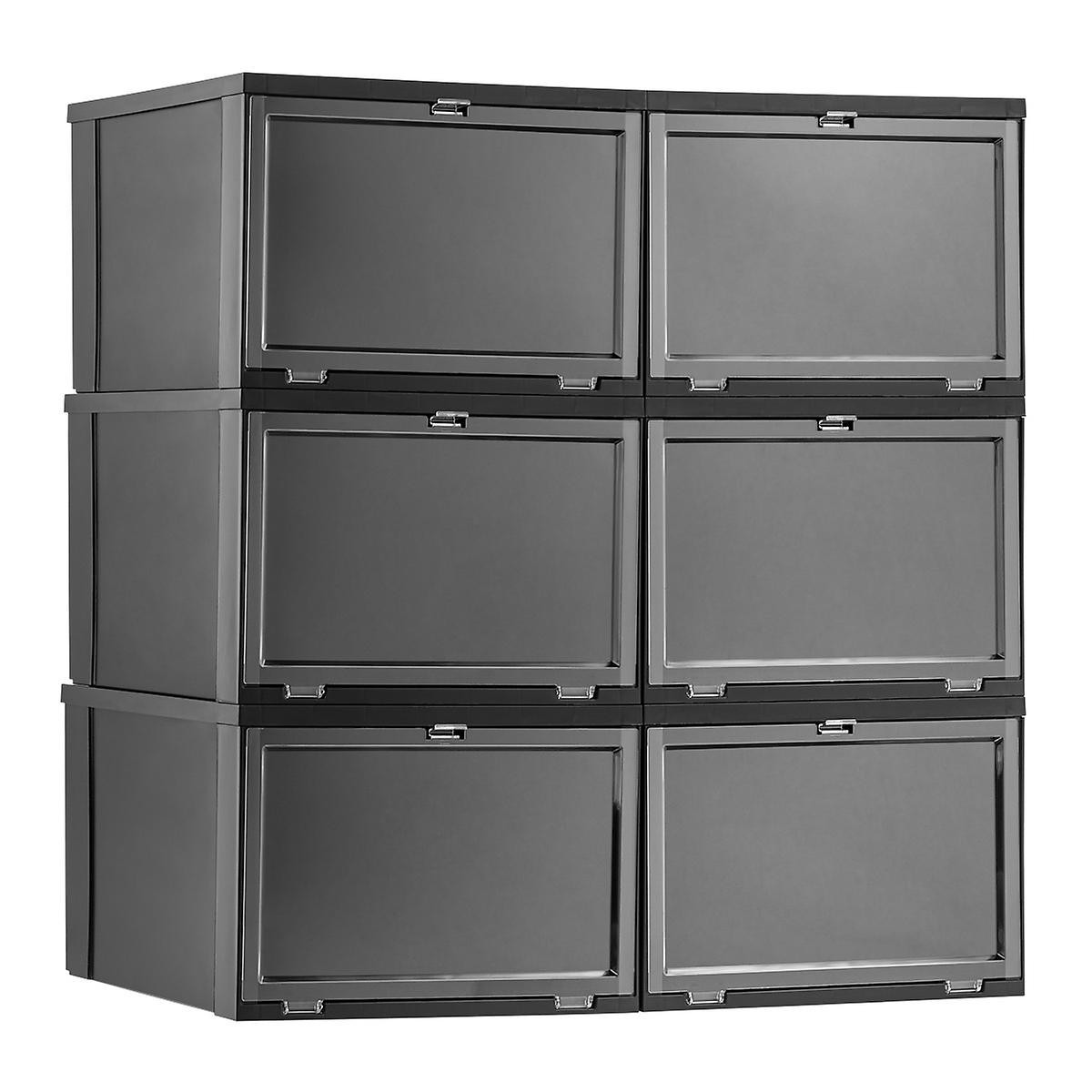 X-Large Black Drop-Front Shoe Box Case of 6 | The Container Store