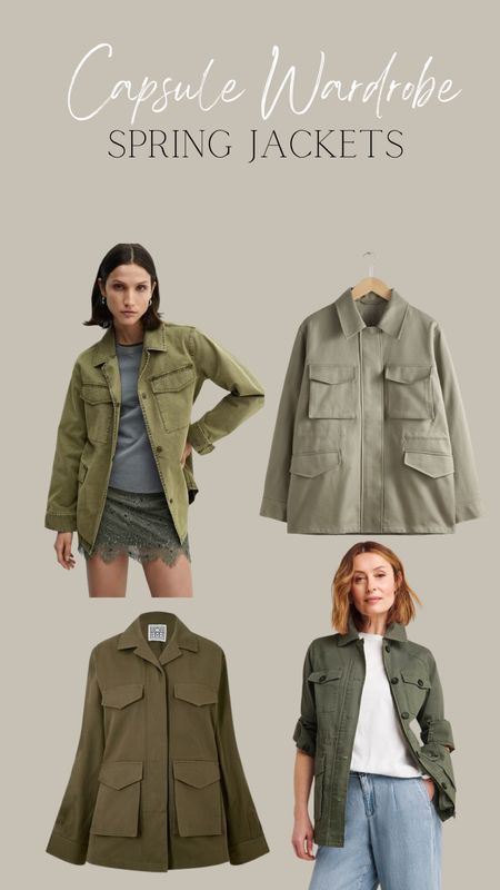 Capsule wardrobe, spring jackets 

Khaki green utility style jackets 



#LTKeurope #LTKSeasonal