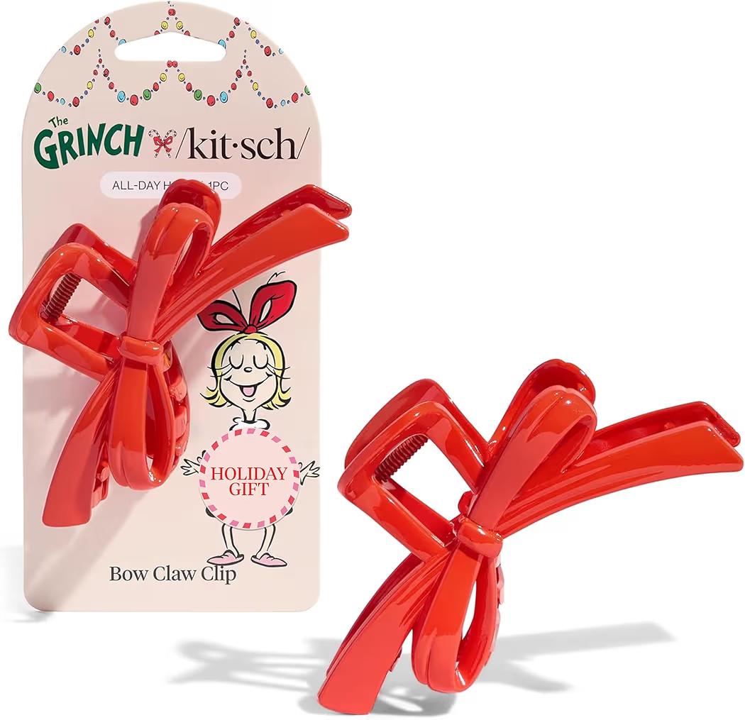 The Grinch x Kitsch Bow Hair Claw Clip for Women – Strong Hold for Thick or Thin Hair | Glossy ... | Amazon (US)