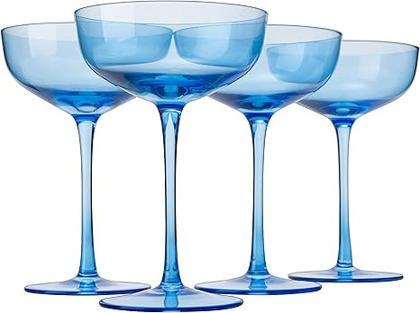 Colored Coupe Glass | 7oz | Set of 4 | by The Wine Savant - Colorful Champagne & Cocktail Glasses... | Amazon (US)