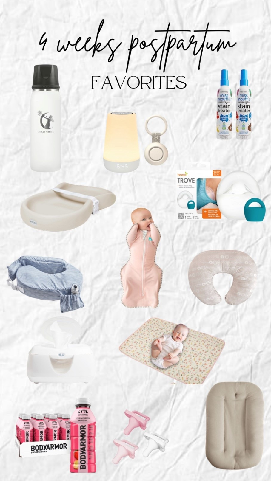4 weeks postpartum must-haves. 4 week old must-haves. Baby products. 

#LTKmomlife #LTKBaby #LTKBump