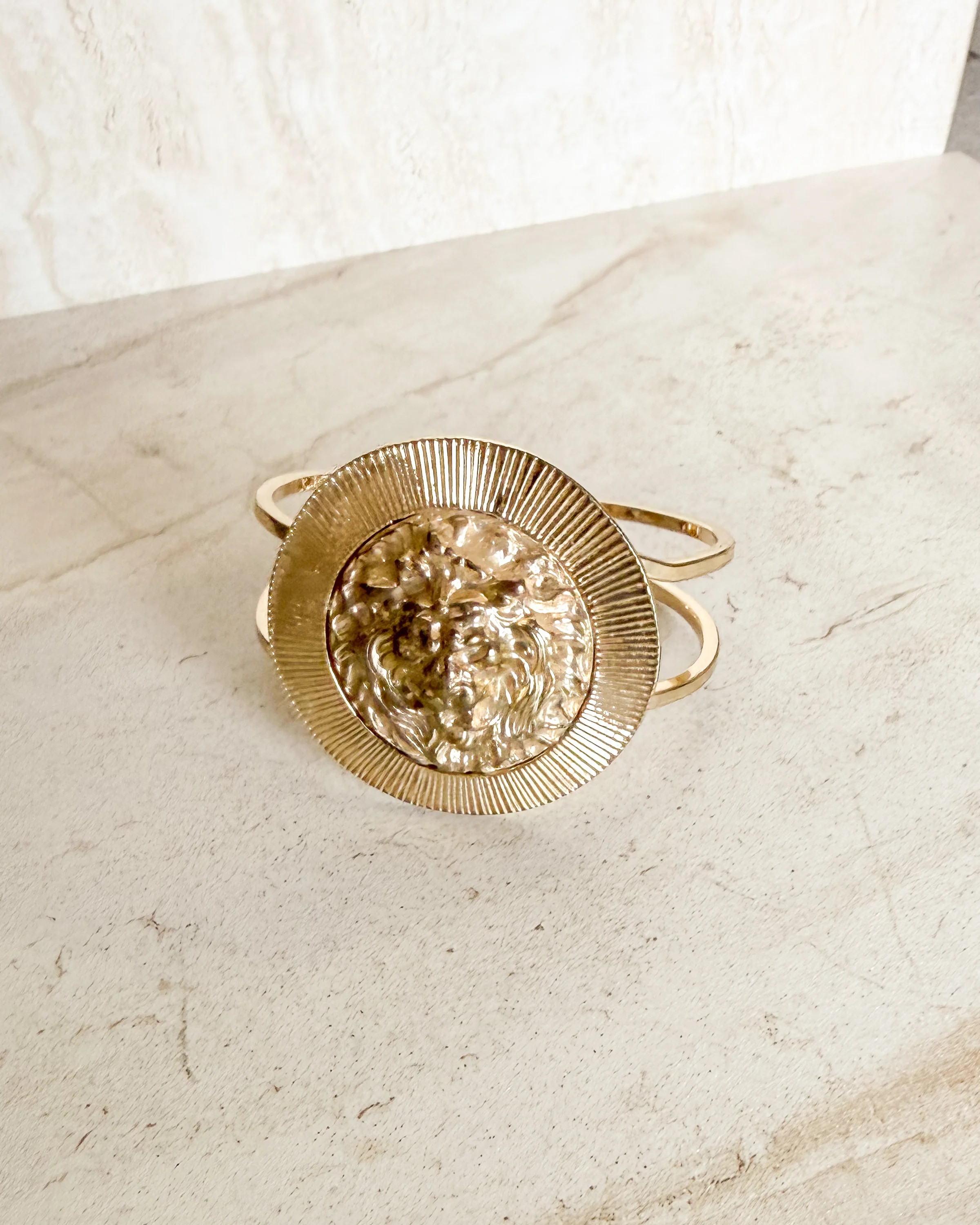 Vintage Gold Plated Lion Head Cuff | Care Tucker