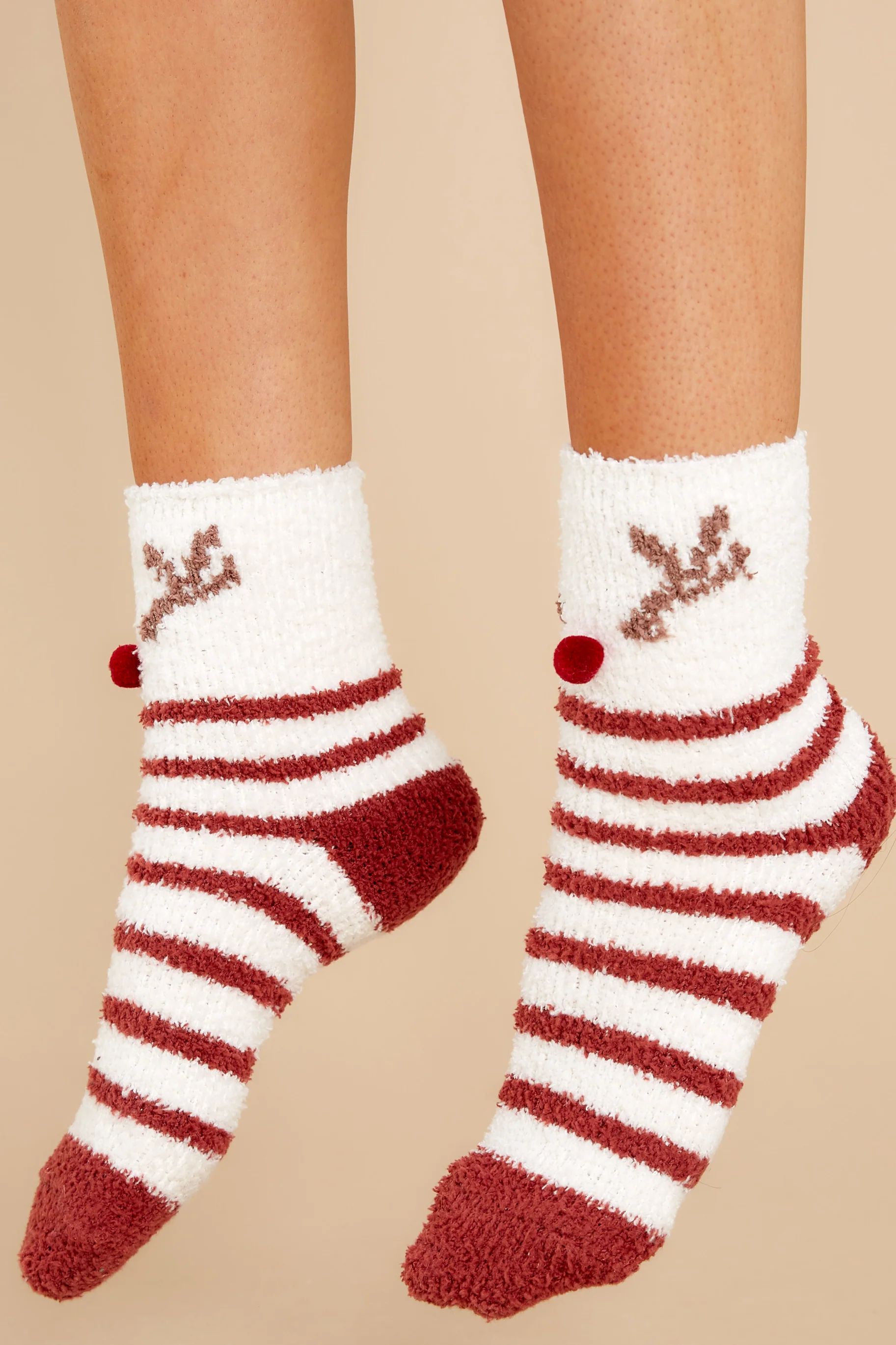 Deer Plush Vanilla Ice Socks | Red Dress 
