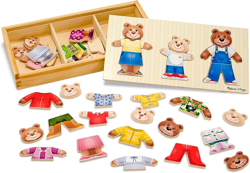 Melissa & Doug Wooden Bear Family Dress-Up Puzzle, 45 Pieces Mix and Match Outfits, Sorting & Mat... | Amazon (US)