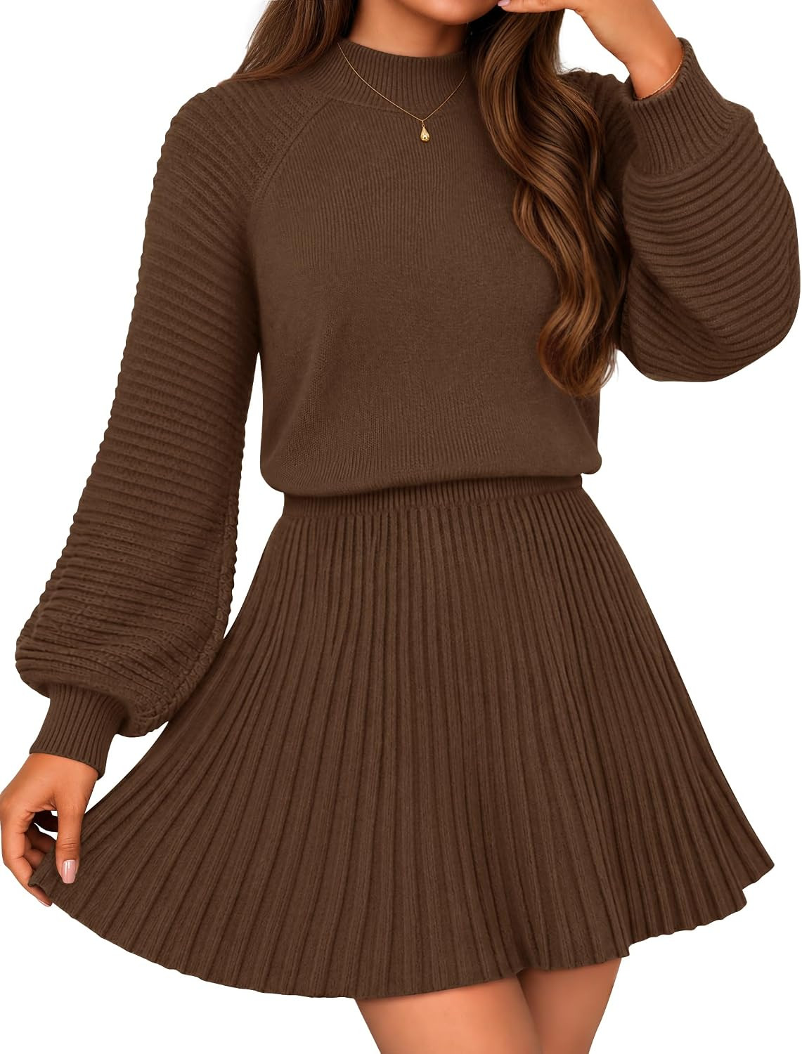 MEROKEETY Womens Fall Dress 2 Piece Outfits Mini Skirt Set Sweater Dresses | Amazon (US)