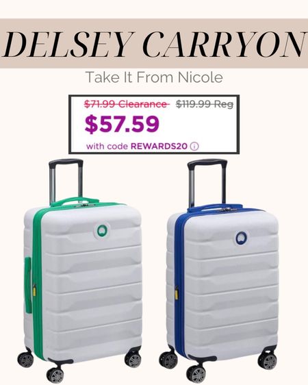 UNREAL DEAL on Delsey Air Armour Hardside Spinner Carryons- just $57- more than half off + free shipping when you use REWARDS20 at checkout. Other colors and sizes are on sale too just now at low. Perfect for summer vacations and travel 

Suitcases // suitcases // carryon bag carryon suitcase 

#LTKTravel #LTKSaleAlert #LTKFindsUnder50