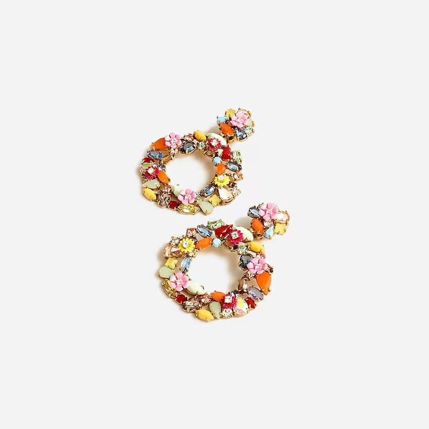 Colorful floral hoop earrings | J.Crew US