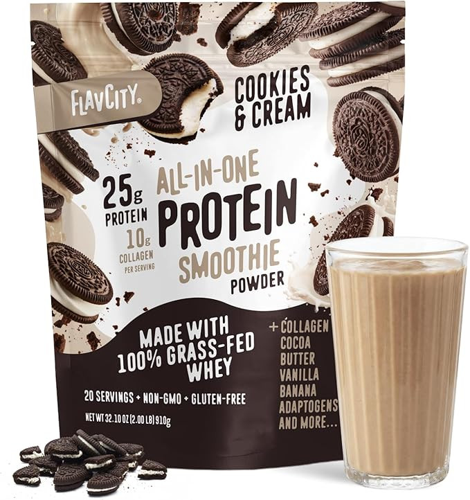FlavCity All in One Protein Shake Powder, Cookies and Cream - On the Go Meal Alternative + Collag... | Amazon (US)