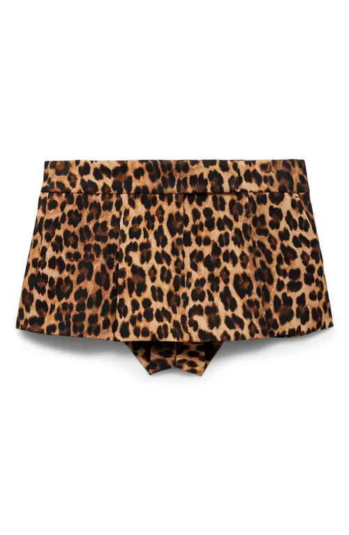 MANGO Leopard Print Skort in Brown at Nordstrom, Size 4 | Nordstrom