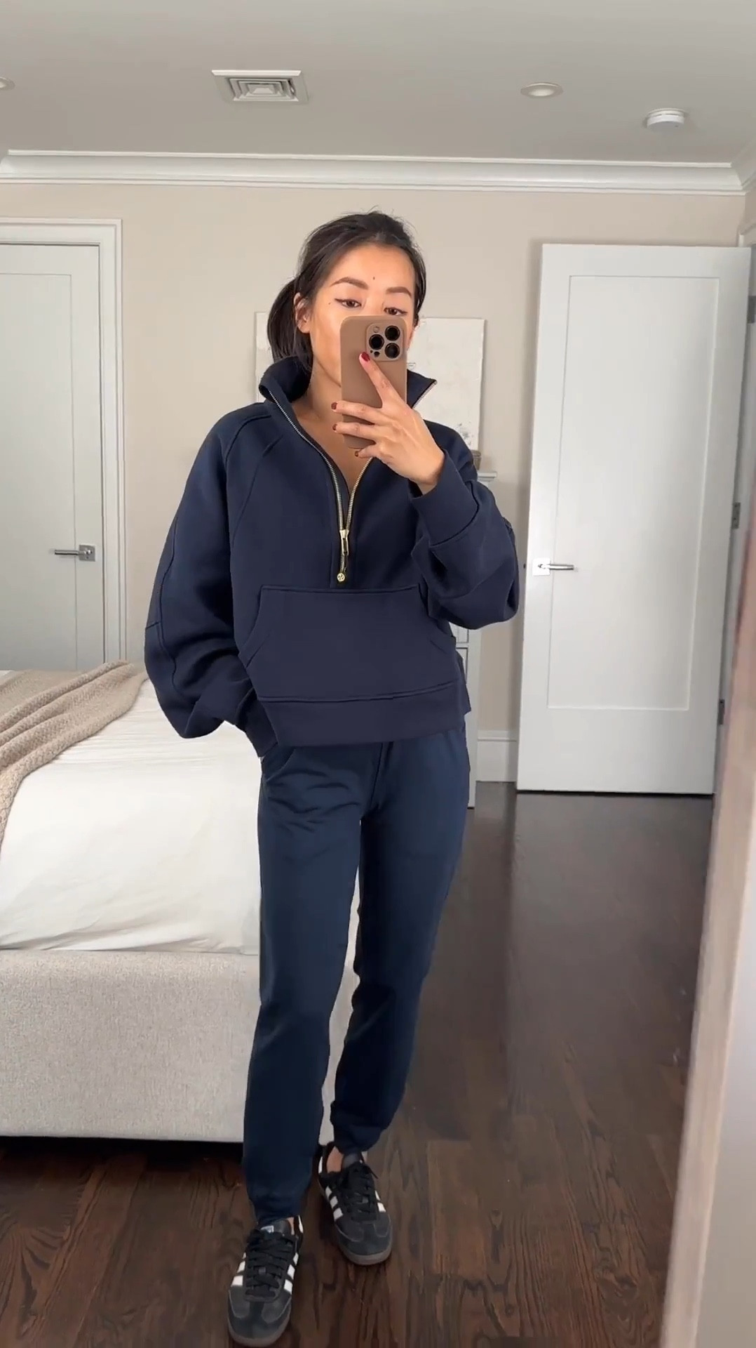 Petite friendly navy lululemon finds 

• Scuba Oversized Funnel-Neck Half Zip in Navy with gold zippers size XS/S. So pretty with the gold hardware! Oversized fit on petites, longer sleeve length, good shorter torso length.

 • Align Cropped Cami Tank Top Light Support, A/B Cup size 2 

• Soft Jersey Classic -Fit Mid-Rise Jogger 7/8 length in navy size 2. These also come in full length but the 7/8 is Very petite friendly! Lighter weight jersey fabric

• Adidas sambas men’s 4 = women’s 5

Gifts for her, petite friendly athleisure


#LTKHoliday #LTKGiftGuide #LTKFitness