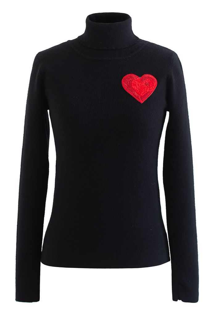 In My Heart Turtleneck Knit Top in Black | Chicwish