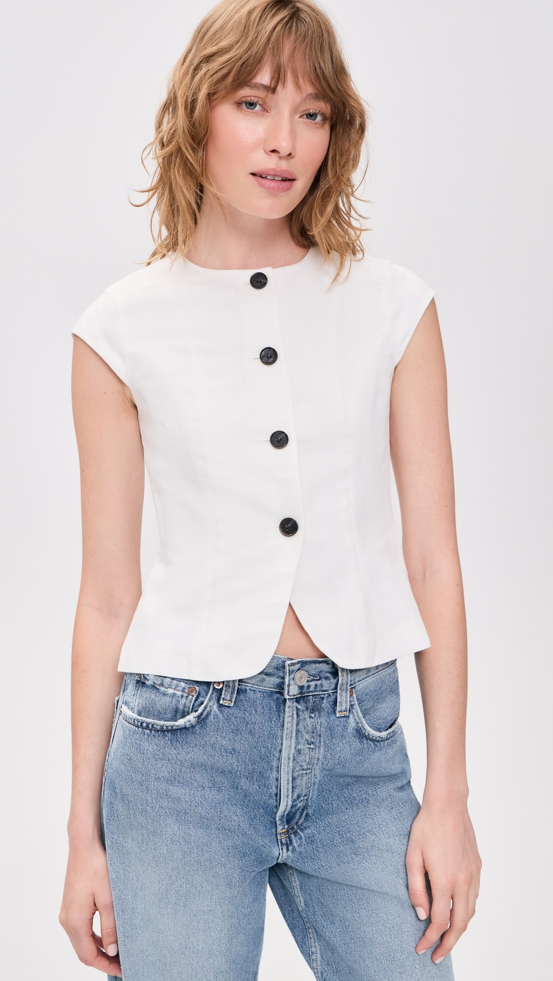 ALIGNE Connie Linen Mix Button Up Top | Shopbop | Shopbop
