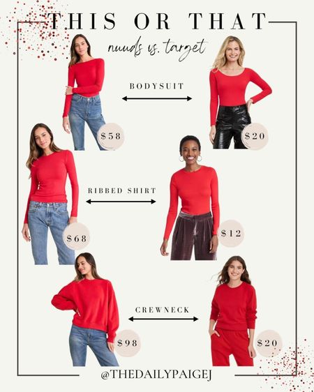 Nuuds cherry red collection dropped today and a lot of the pieces sold out fast! If you’re looking for a similar look, but the item you’re looking for is sold out, check out these target picks that are super similar. If you’re looking for the cherry red bodysuit for buds, target has a similar one! If you’re looking for the nuuds crewneck that’s sold out, target has a simple sweatshirt with matching pants. These all would be such great picks for the holidays whether it’s Christmas Day or a holiday party. These are also great gifts for her this holiday season. 

Holiday outfit, holiday look, nuuds bodysuit, target finds, target finds under $50, gifts for her

#LTKHoliday #LTKSeasonal #LTKGiftGuide