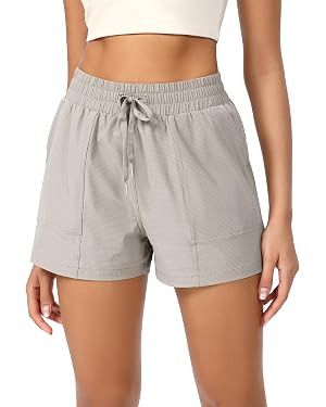 ODODOS Stretch Woven Athletic Shorts for Women High Waist Summer Lightweight Casual Shorts with P... | Amazon (US)