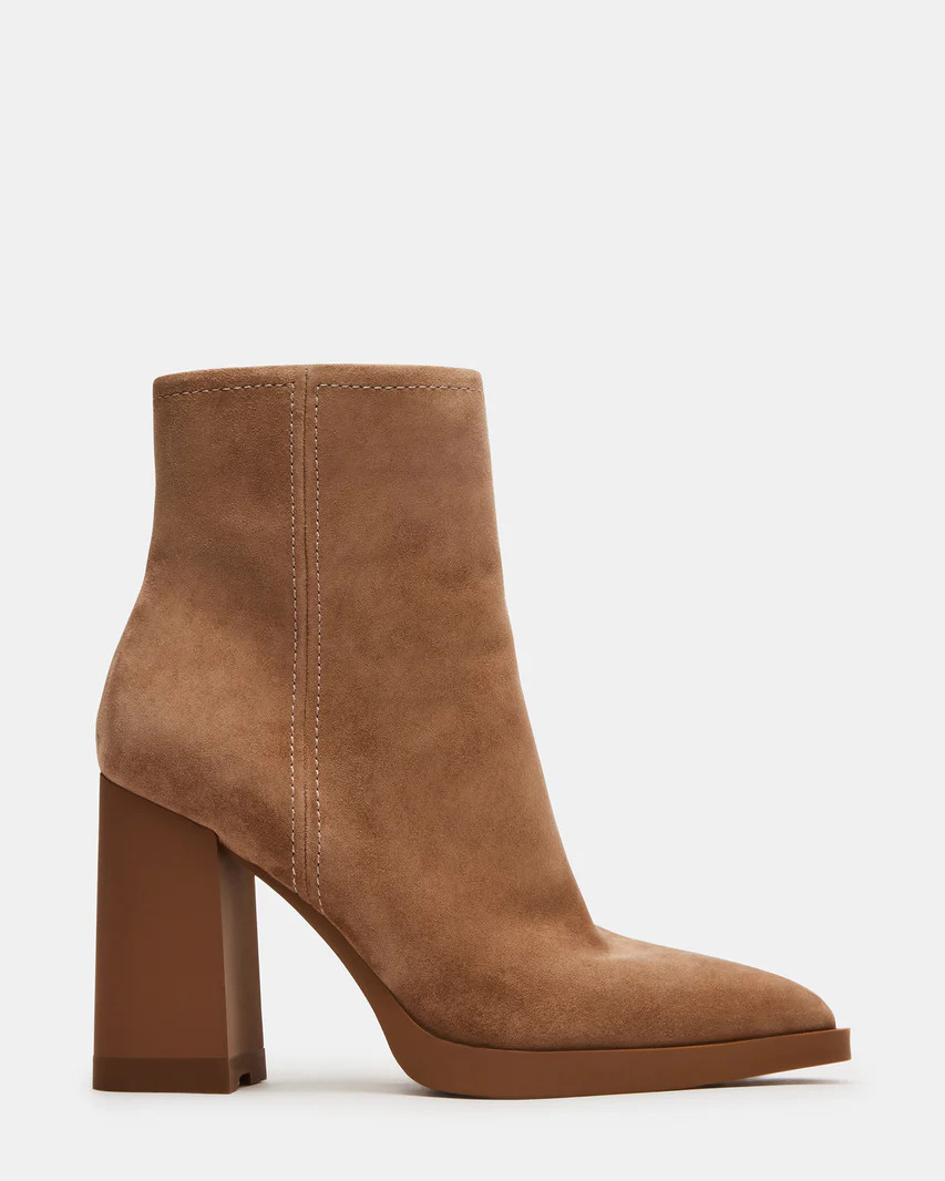 HARDEN Sand Suede Pointed Toe Ankle Boot | Women's Booties | Steve Madden (US)