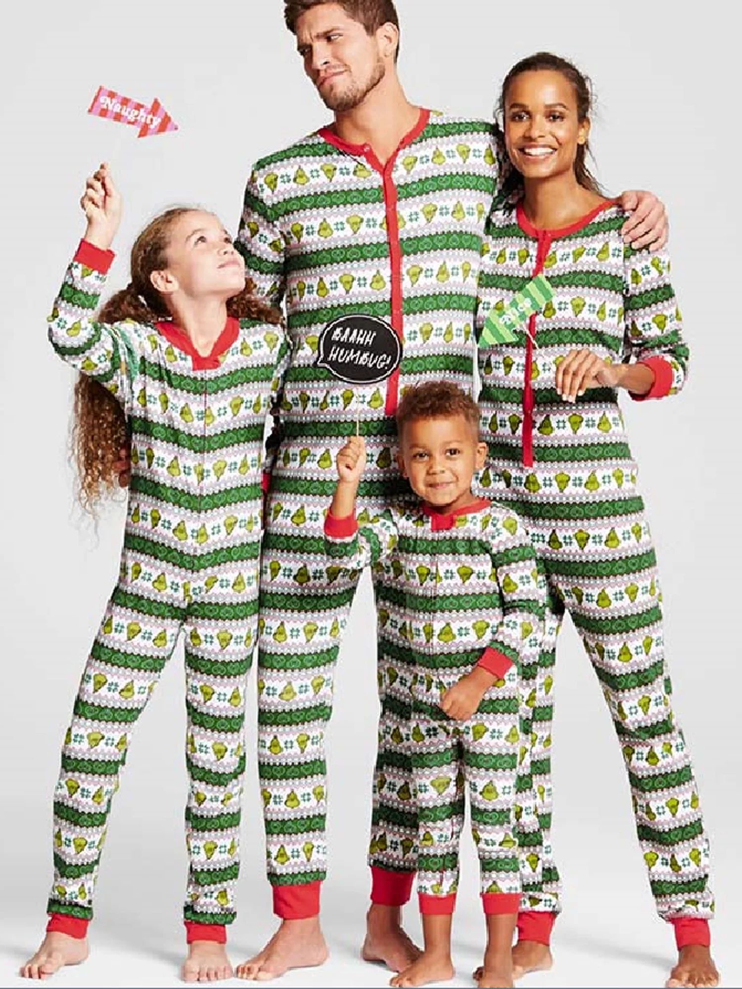 Family Matching Christmas Pajamas Set Green Stripe Onesies Sleepwear Xmas Nightwear Pajamas PJs | Walmart (US)