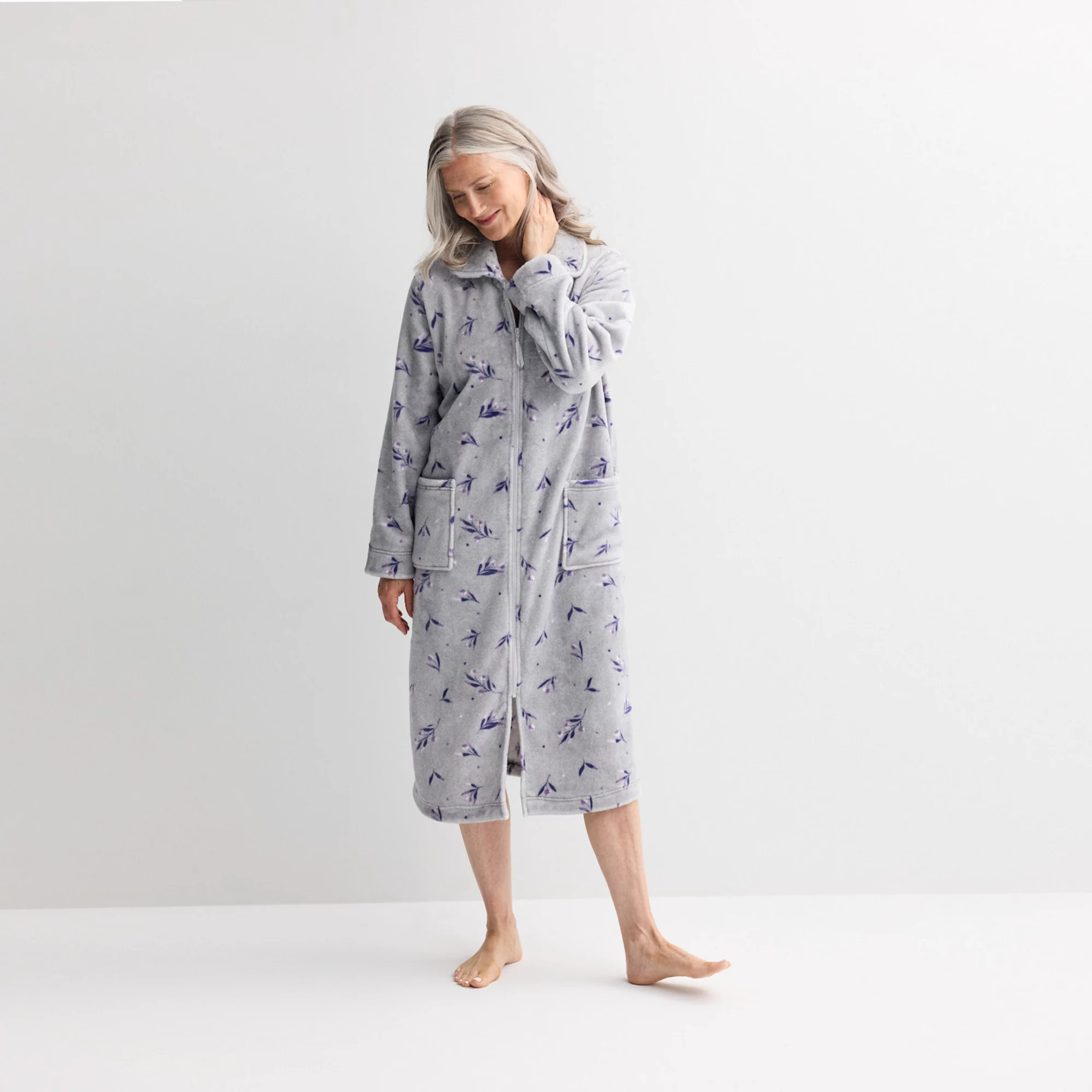 Women's Croft & Barrow® Long Plush Zip Front Robe | Kohl's