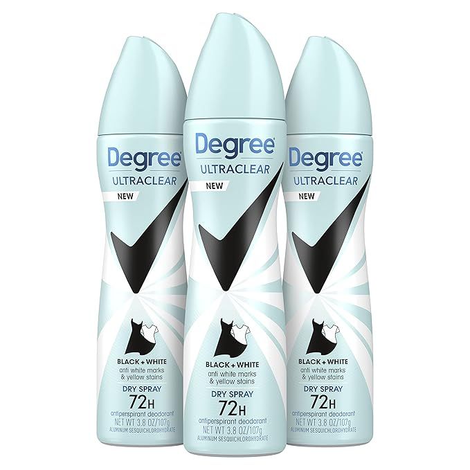 Degree Ultra Clear Antiperspirant Deodorant Dry Spray Anti White Marks and Yellow Stains Black+Wh... | Amazon (US)