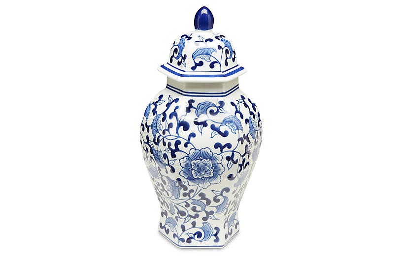 Blue Floral Ginger Jar w/Lid | One Kings Lane