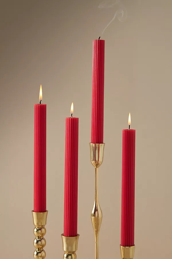 Fluted Taper Candles, Set of 4 | Anthropologie (US)