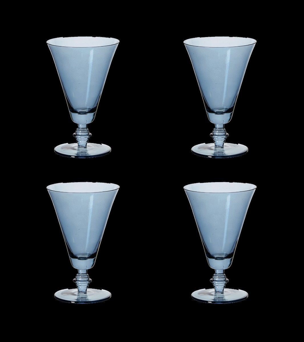 Set of Four Small Elne Champagne Flutes - Sapphire | OKA US