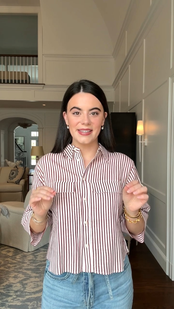 Easy striped blouse from Zara for spring! Great for everyday outfit for casual outfits! 