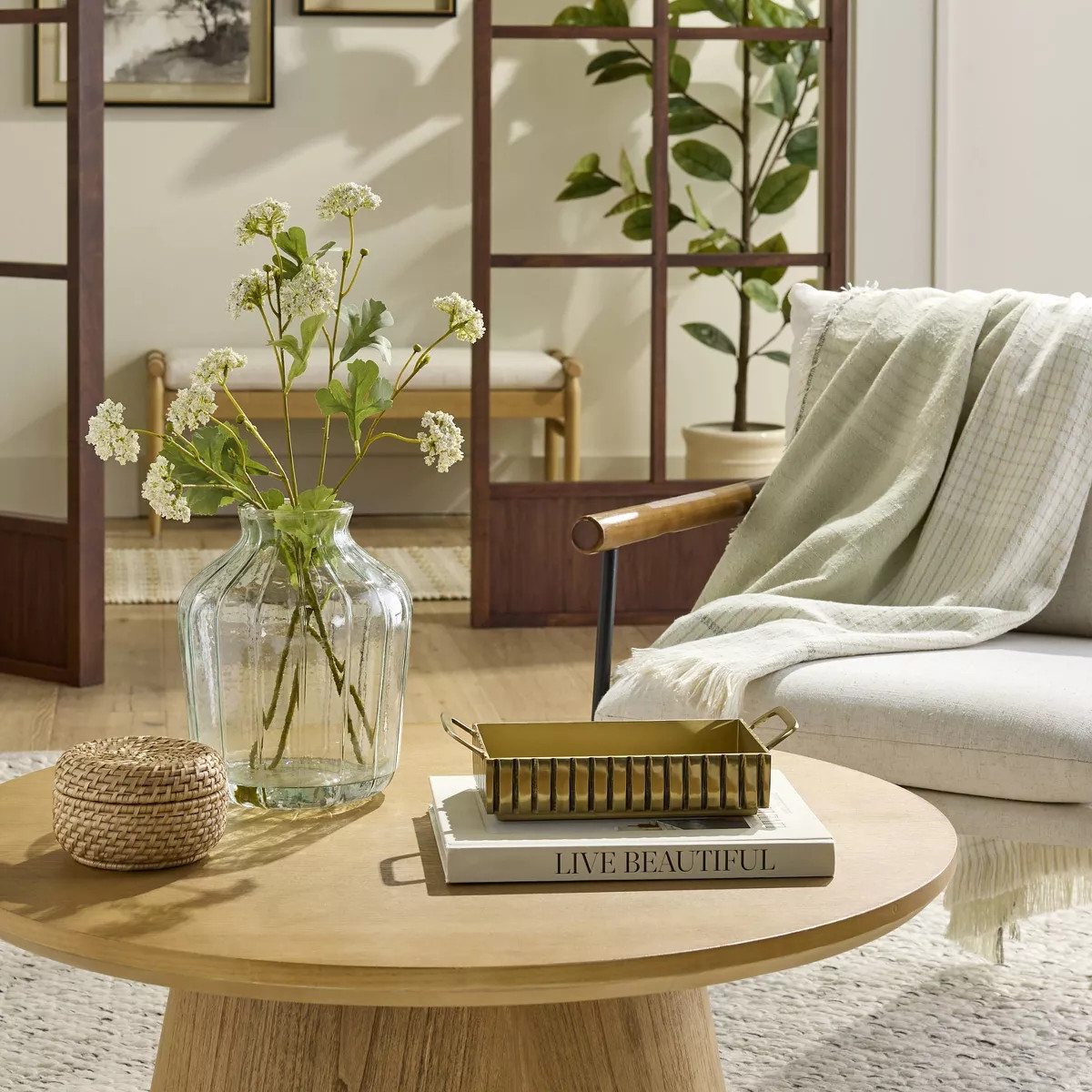 Modern Fluted Metal Decor Tray Brass Finish - Hearth & Hand™ with Magnolia | Target