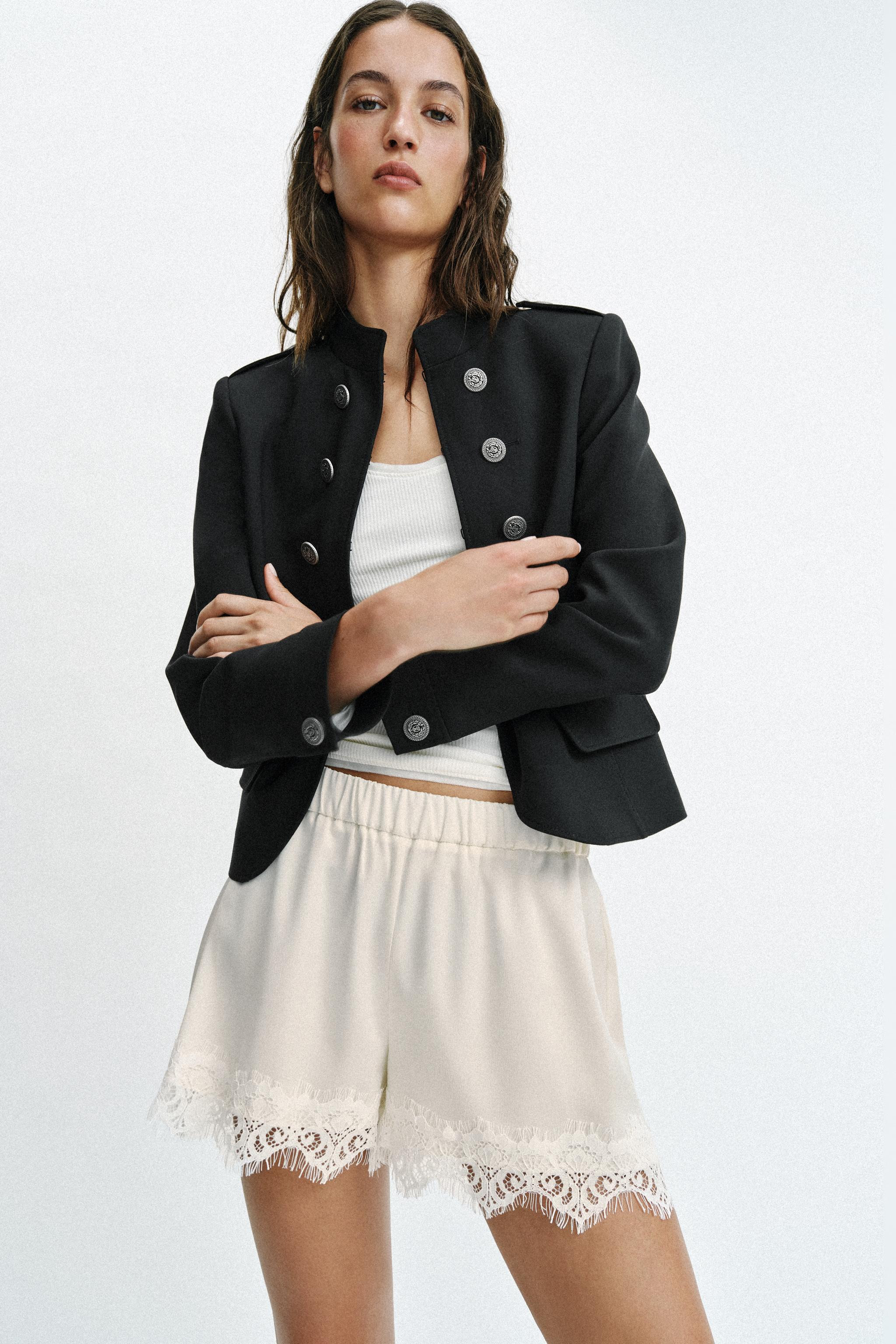 LACE TRIM SATIN SHORTS | Zara US