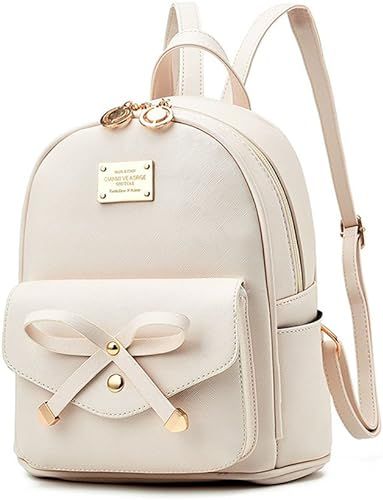 Girls Bowknot Cute Leather Backpack Mini Backpack Purse for Women | Amazon (US)