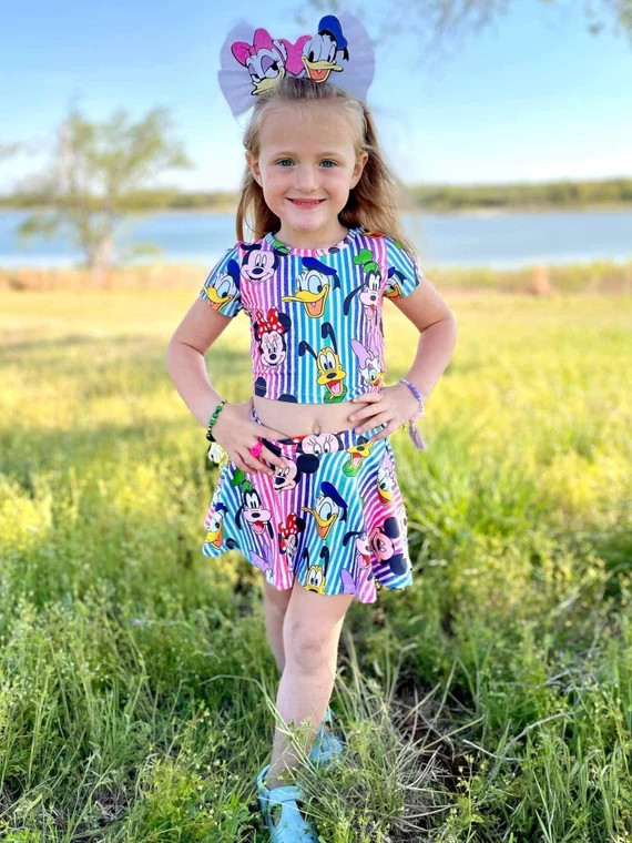 Rainbow Stripe Girls Skater Set Disney Inspired - Etsy | Etsy (US)