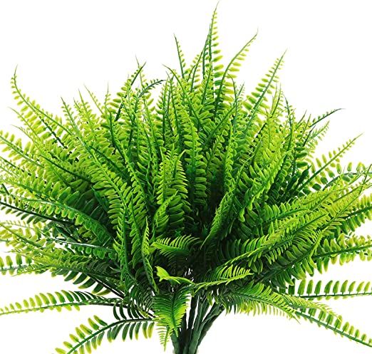 Amazon.com: 8 Pcs Artificial Boston Fern Plants Bushes Faux Plants Shrubs Greenery UV Resistant f... | Amazon (US)