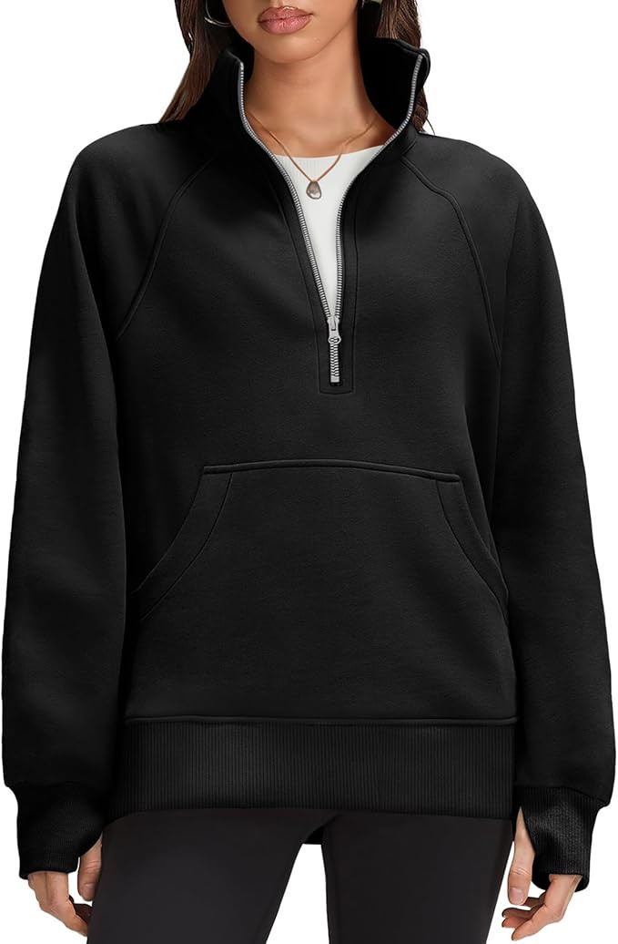 OFEEFAN Quarter Zip Sweatshirts For Women Pullover Oversized Hoodies Sweaters Fall Outfits Winter... | Amazon (US)