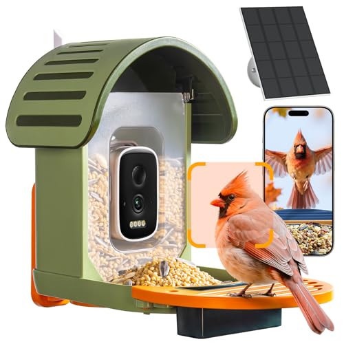 Smart Bird Feeder with Camera, 2.5K UHD Bird Feeder Camera Solar Powerd, Sensitive AI Identification, Instant Alerts Capture Video, IP66 Waterproof for Outdoor, Ideal Gift, Green | Amazon (US)