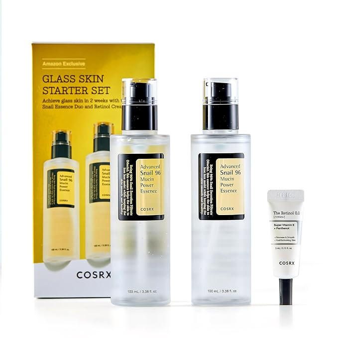 COSRX Glass Skin Starter Set, Advanced Snail 96 Mucin Power Essence (3.38 fl.oz*2) & Retinol 0.1 ... | Amazon (US)