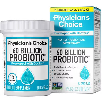 Physician's Choice 60 Billion Probiotic with Prebiotic Capsules - 60ct: Non-GMO, Gluten-Free, No Artificial Flavors | Target