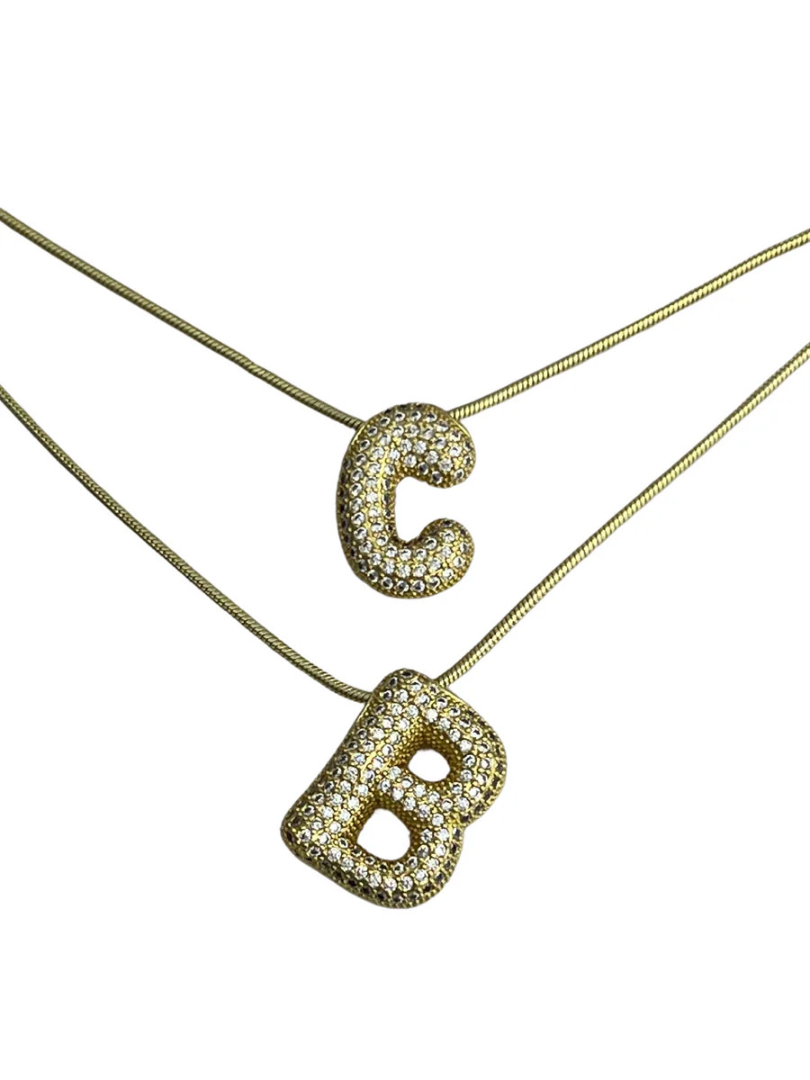 Bubble Initial Letter Necklace | Casa Blanco and Co