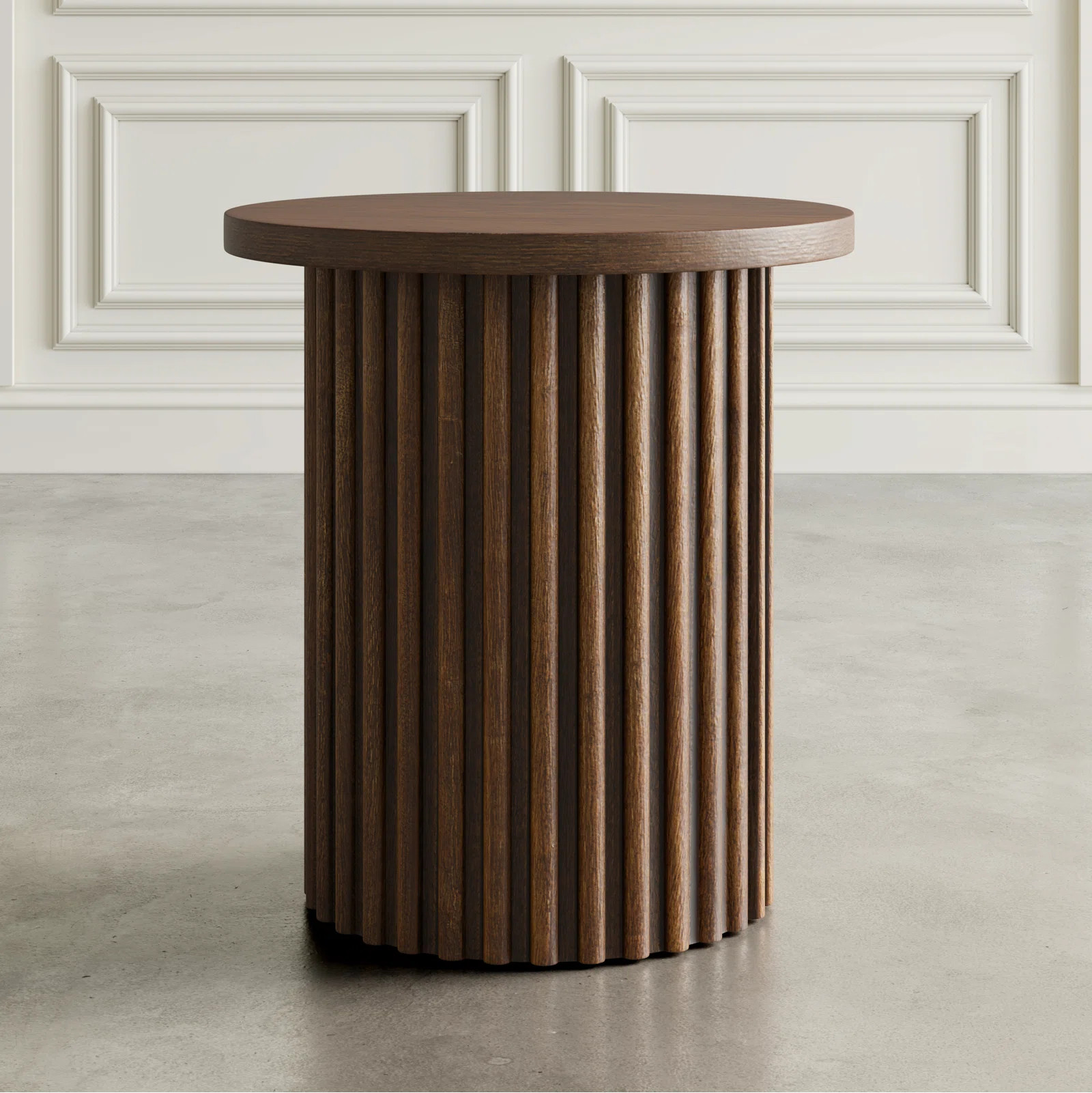 Rovena 24" Round Mid-Century Modern Fluted Pedestal Base End Table | Wayfair North America