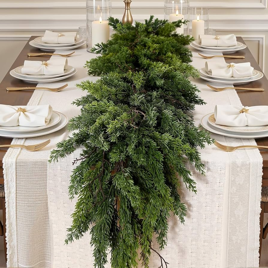 9FT Artificial Christmas Garland, Real Touch Greenery Cypress Pine Garland for Mantle Table Raili... | Amazon (CA)
