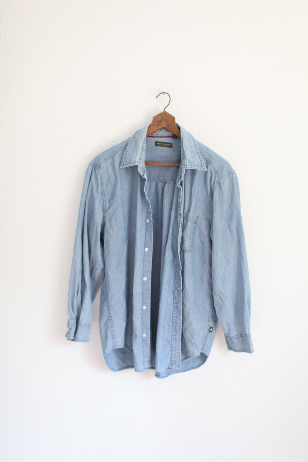 Vintage 90s Oversized Blue Chambray Denim Shirt 0171 - Etsy | Etsy (US)