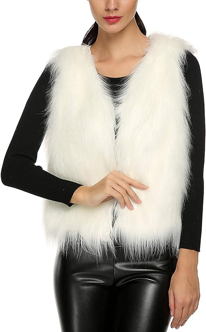 Tanming Women's Fashion Autumn and Winter Warm Short Faux Fur Vests | Amazon (US)