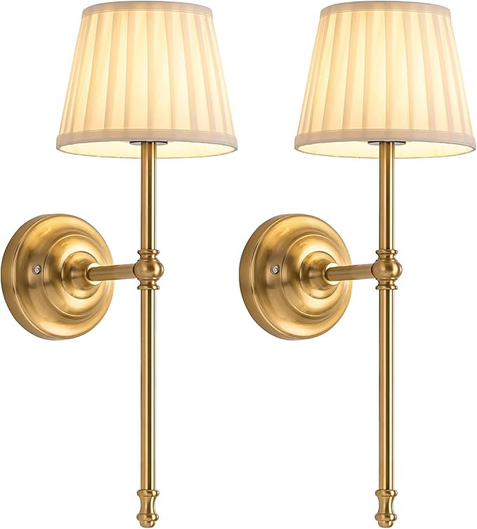 Cordless Wall Sconces Set of 2, Small Wireless 5200mAh Rechargeable Battery Fabric LED Wall Lamps... | Amazon (US)