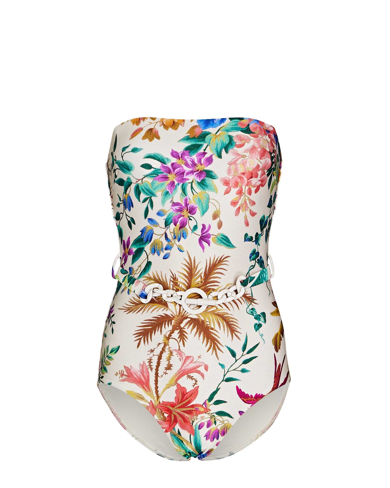 Zimmermann Tropicana Belted One-Piece Swimsuit, Multi 1 | INTERMIX