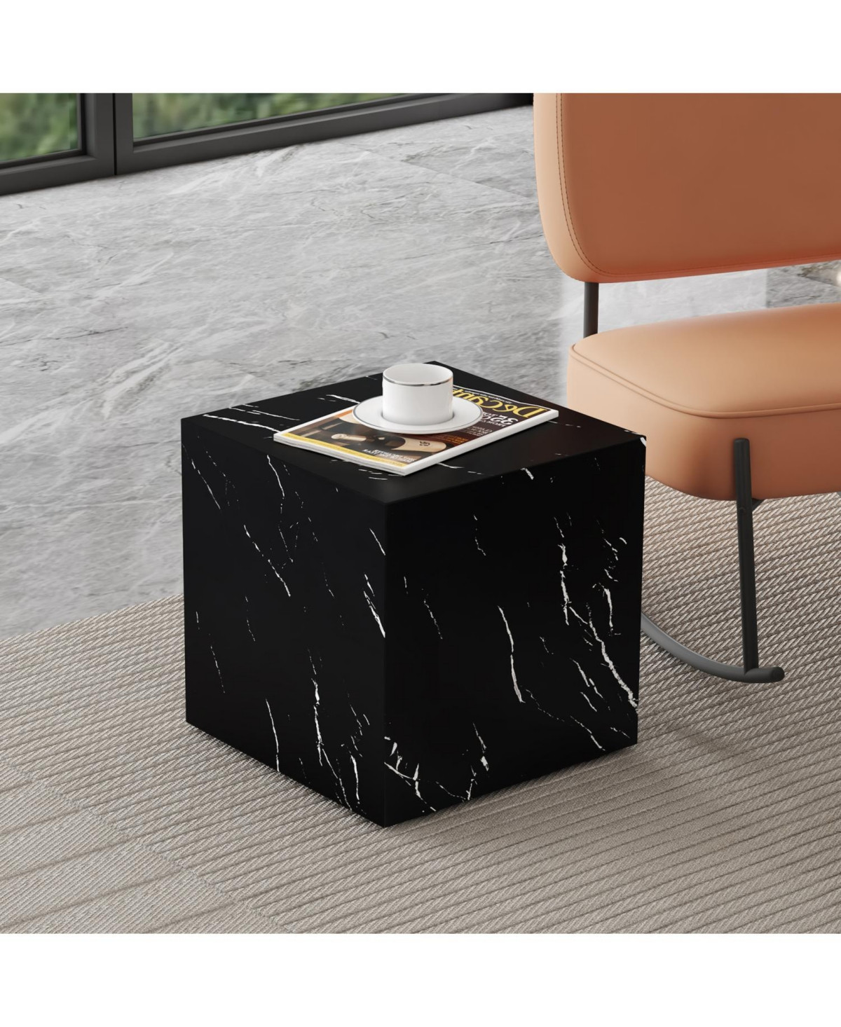Streamdale Furniture 15.7" Black Marble Mdf Coffee Table Luxurious Living Room Accent - Black | Macy's