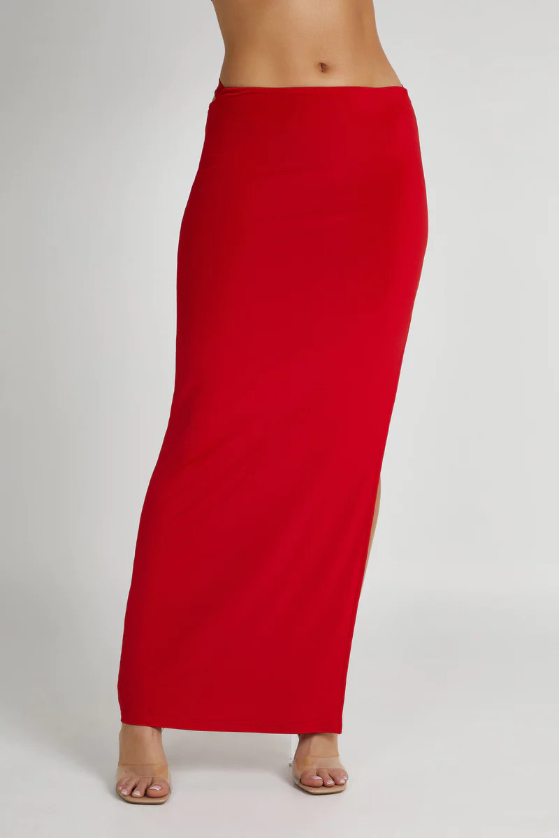 Jeanine Cowl Back Maxi Skirt - Red | MESHKI US