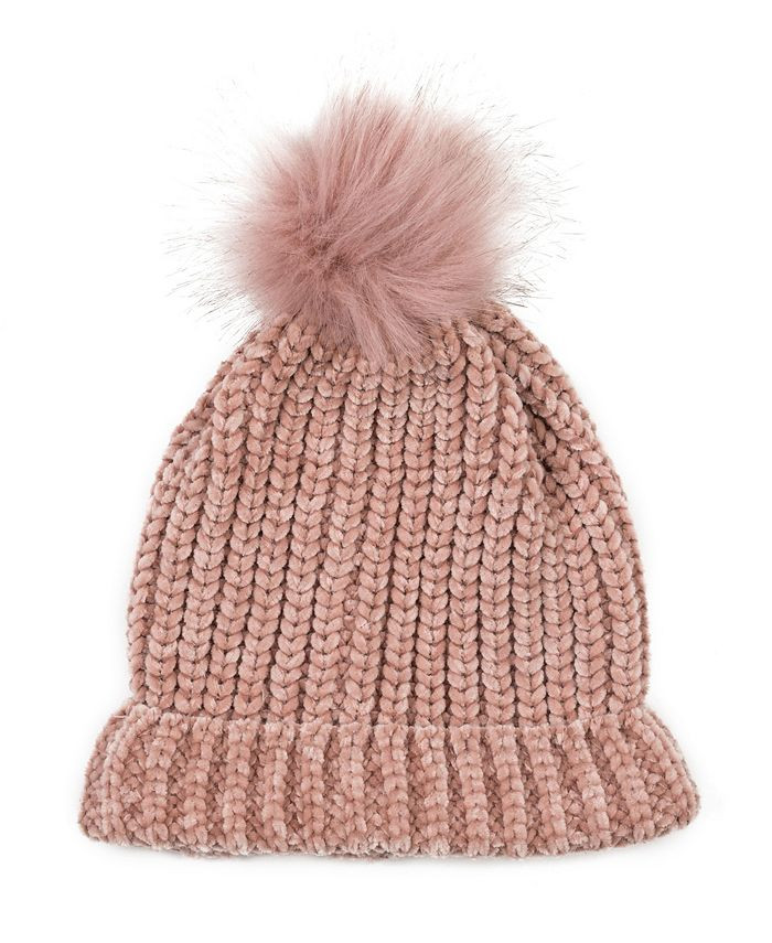 Glitzhome Women's Chenille Fold-Over Beanie with Pom-Pom & Reviews - Hats, Gloves & Scarves - Han... | Macys (US)
