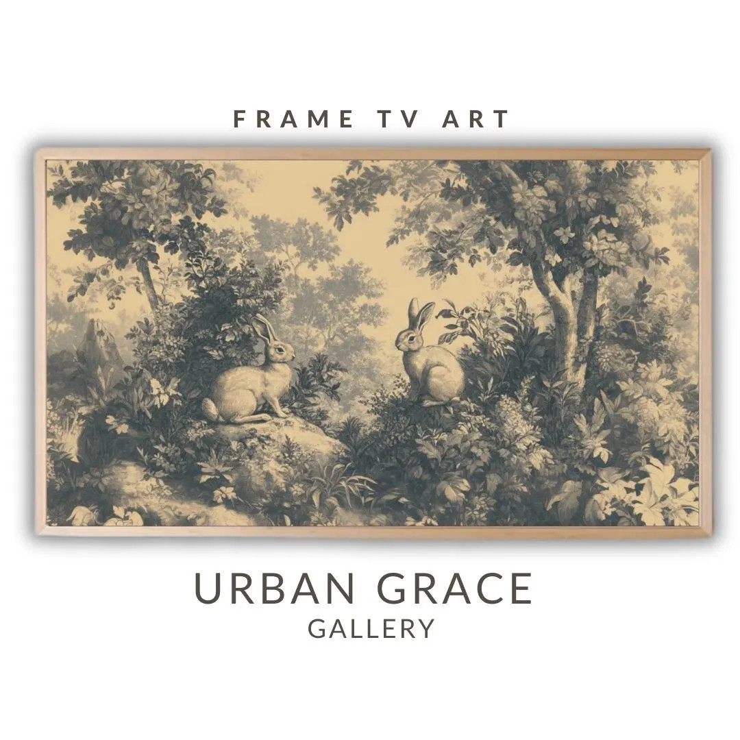 Easter Bunny Toile Frame TV Art: Victorian Chinoiserie Landscape (Digital Download) | Etsy (US)